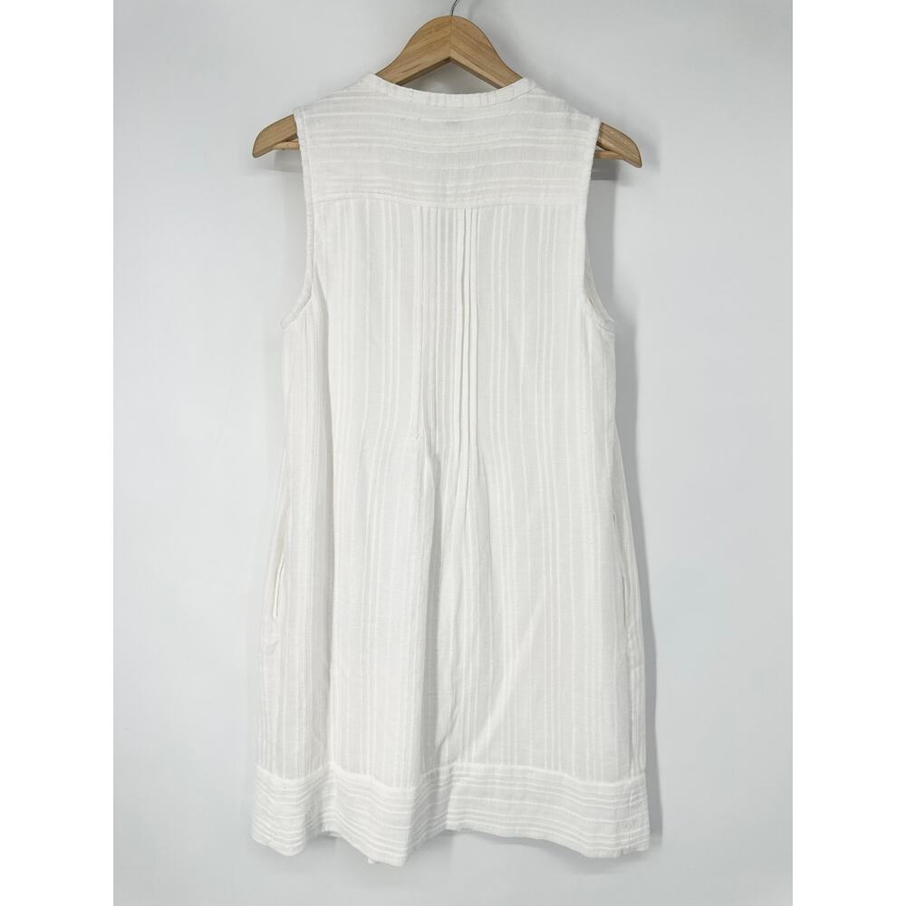 Faherty Isha Mini Dress Button Front Pleated Pintuck Sleeveless Boho Cottagecore - Picture 7 of 14